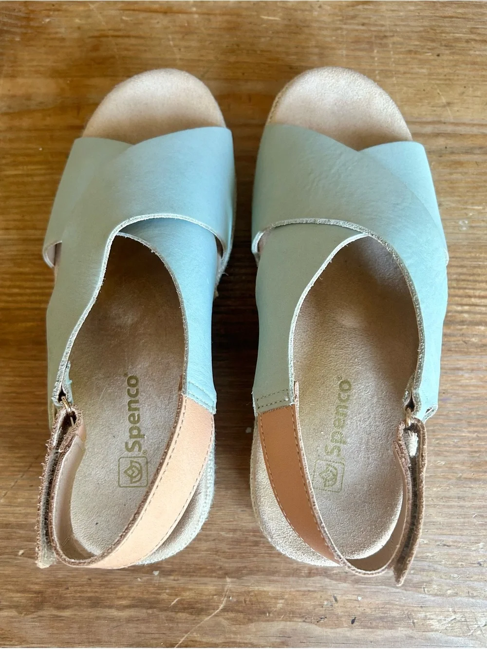 Spenco Marfa Leather Cross Strap Wedge Size 8